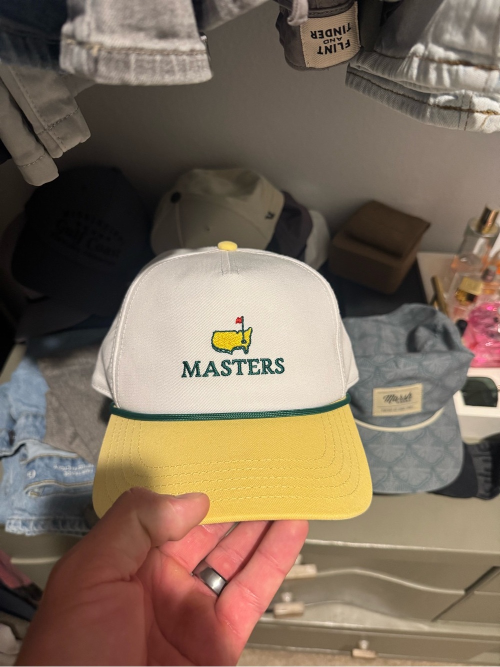 Masters White and Yellow Golf Logo Cap
